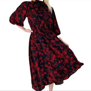 NANETTE LEPORE Black Red Floral Turtleneck High-Lo Dress NWT | Size 8